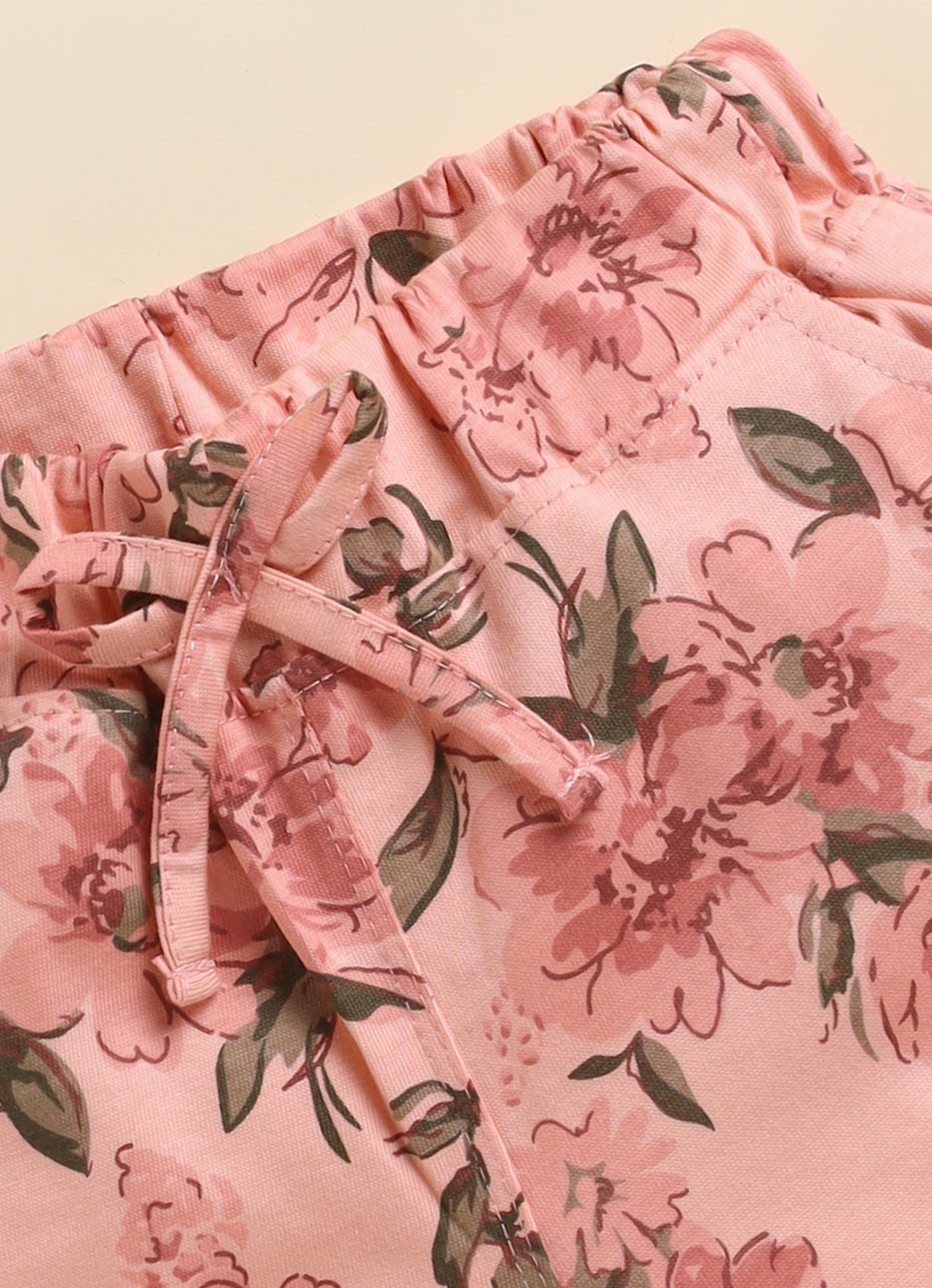 Peach Foral Printed Shorts for Girls by Biskid
