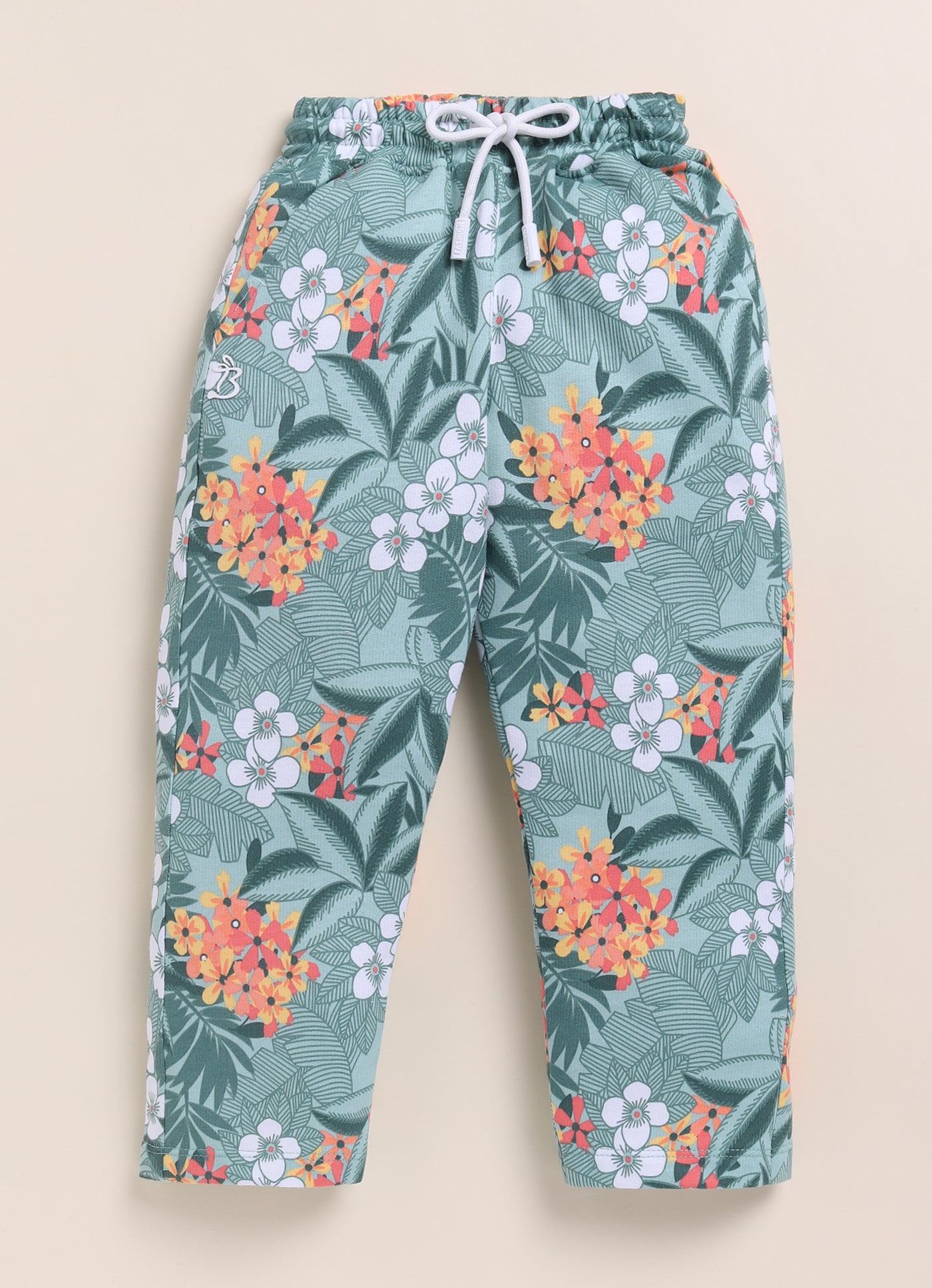 M.Green Foral Printed Long Pant for Girls by Biskid