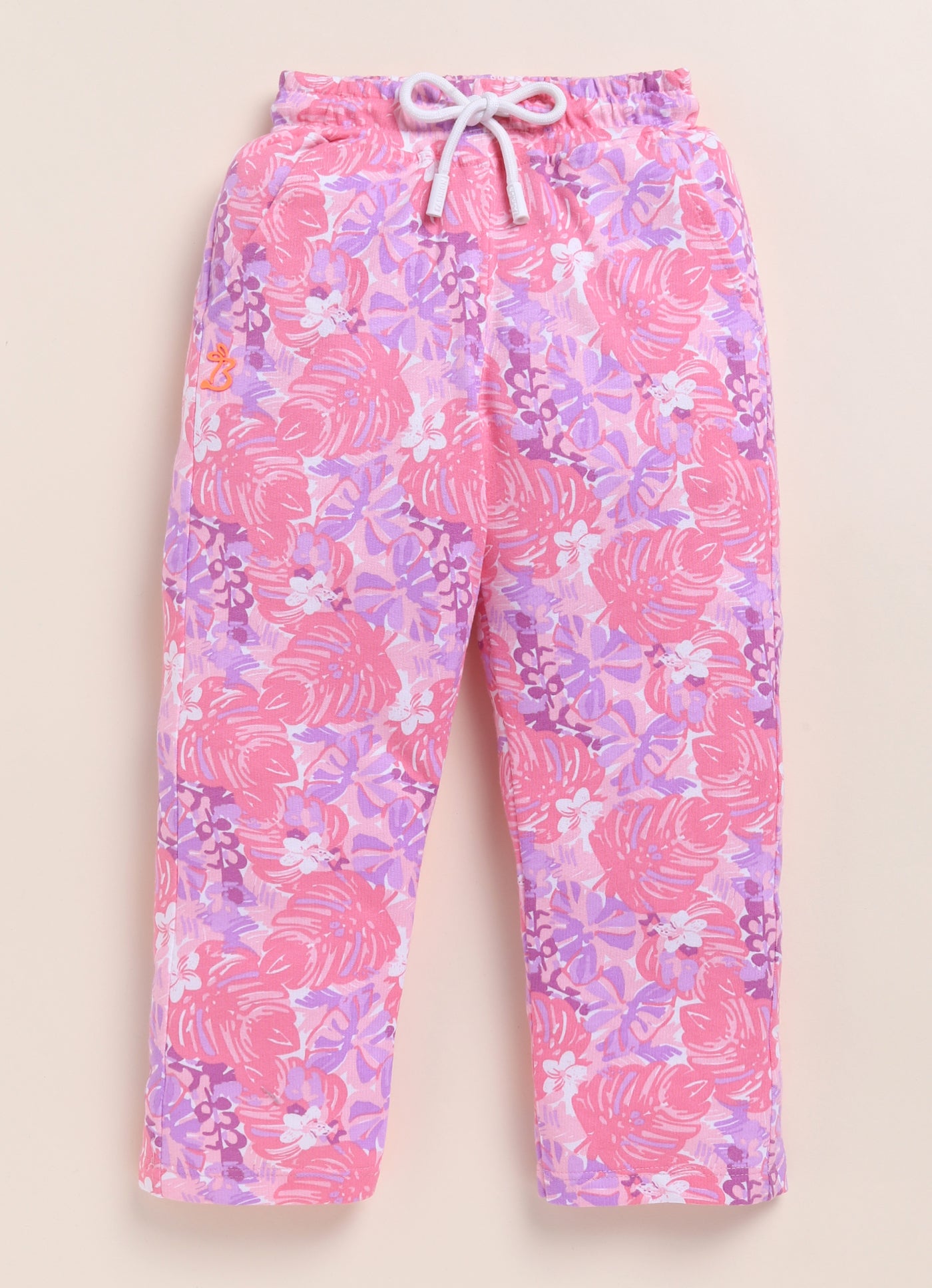 Pink Foral Printed Long Pant for Girls by Biskid