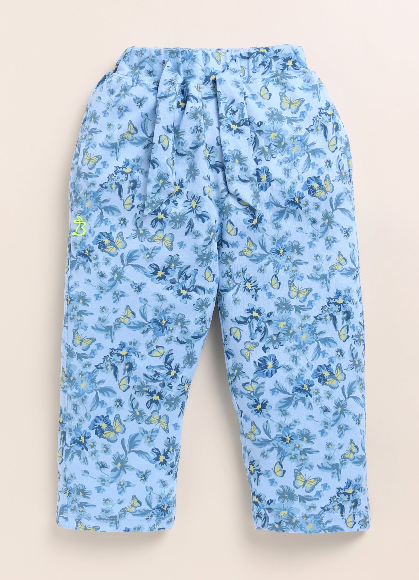 P.Blue Foral Printed Long Pant for Girls by Biskid