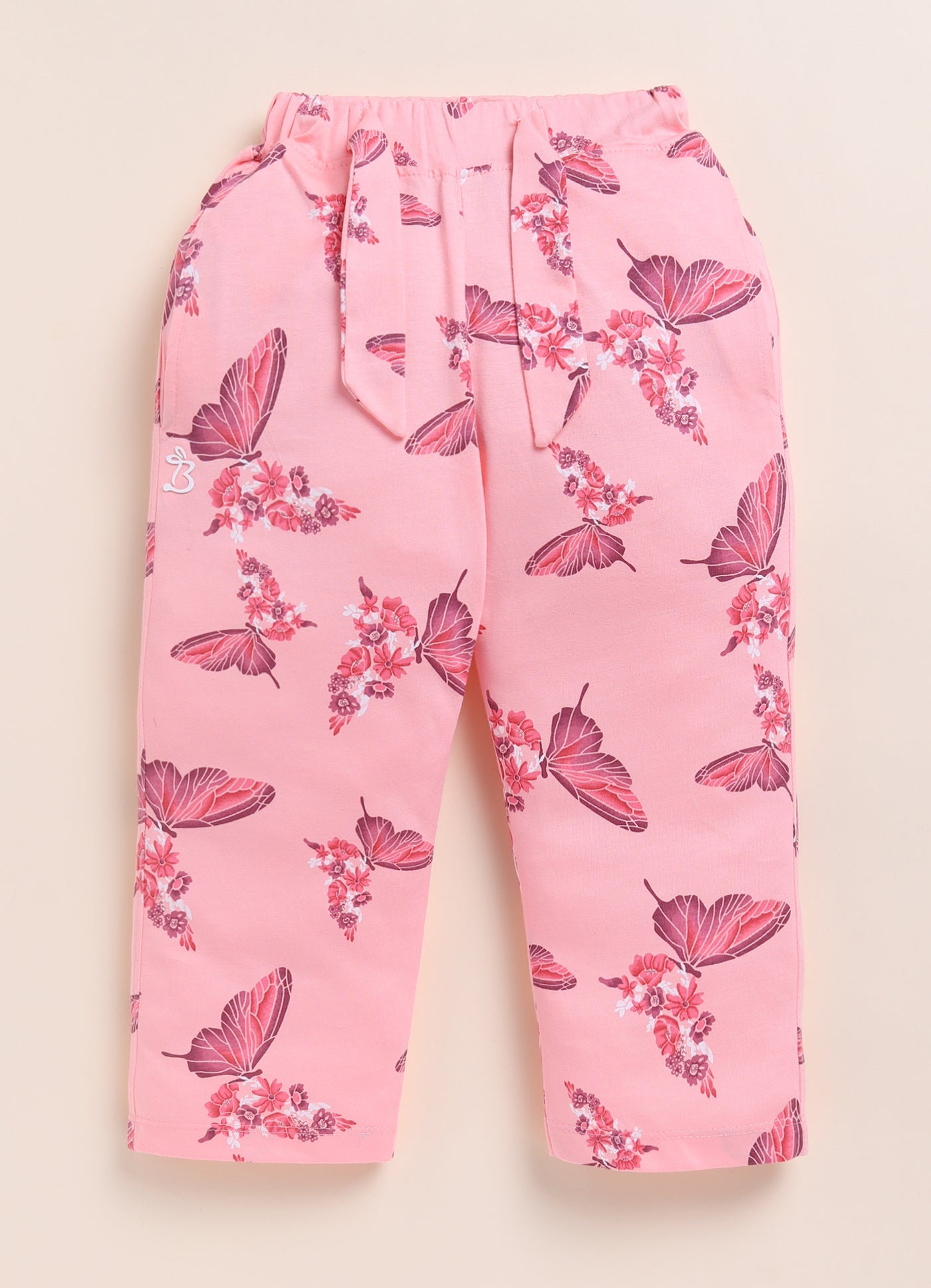 Peach Foral Printed Long Pant for Girls by Biskid