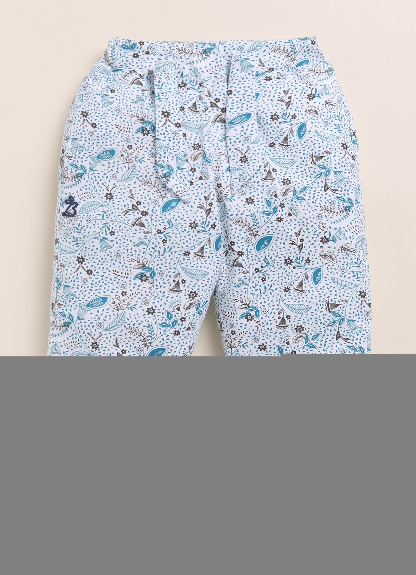 White Foral Printed Long Pant for Girls by Biskid
