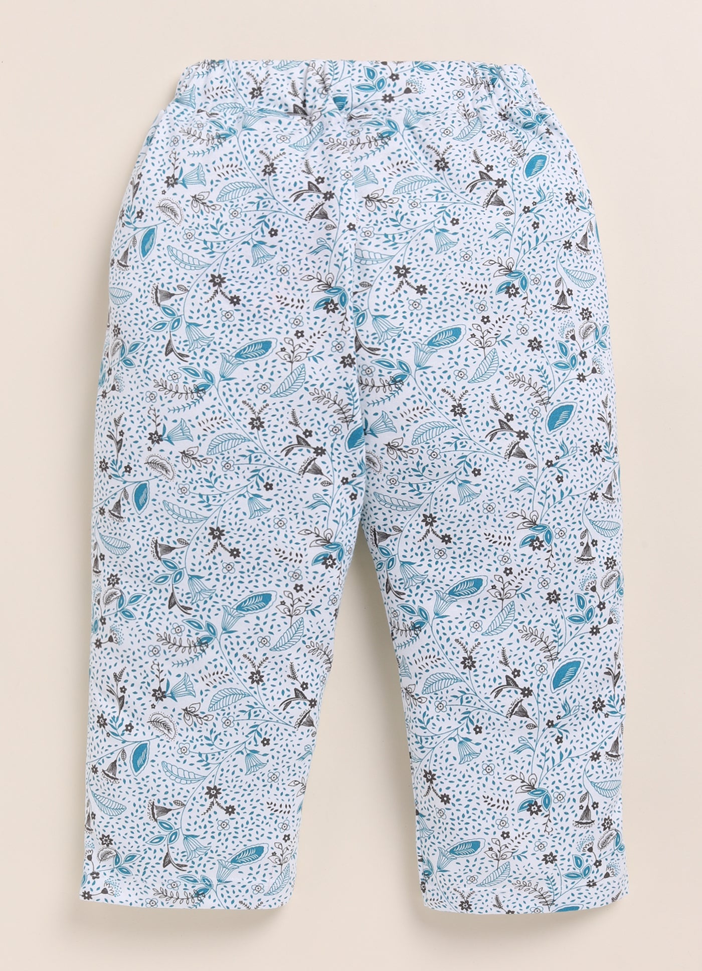 White Foral Printed Long Pant for Girls by Biskid