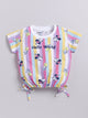Pink Micky Stripes Crop Top for Girls by Biskid