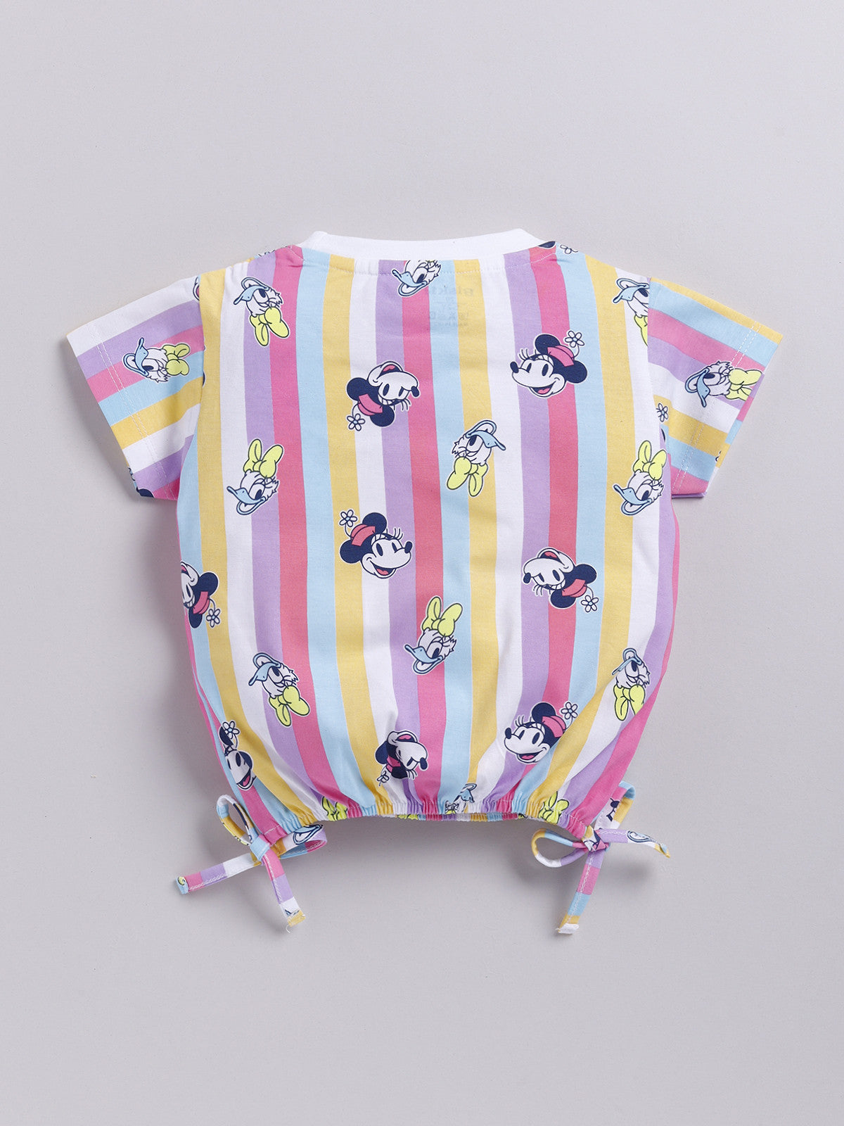 Pink Micky Stripes Crop Top for Girls by Biskid