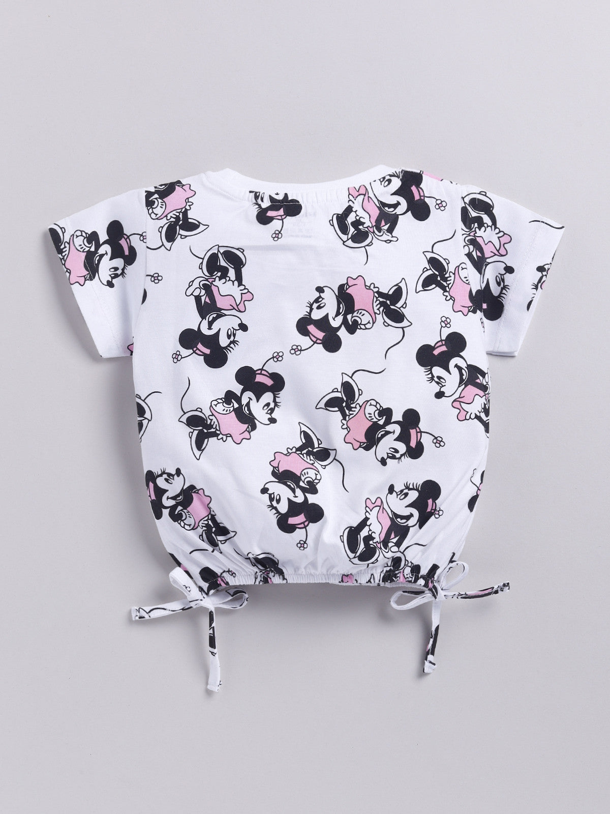 White Micky Printed Crop Top for Girls by Biskid