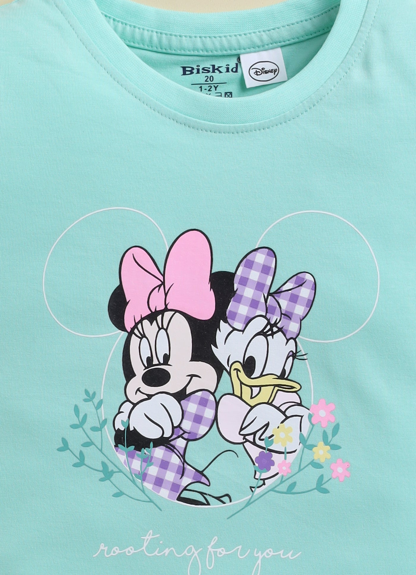 Light Green Minnie Printed Top for Girls by Biskid