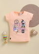 Light Peach Minnie Printed Top for Girls by Biskid