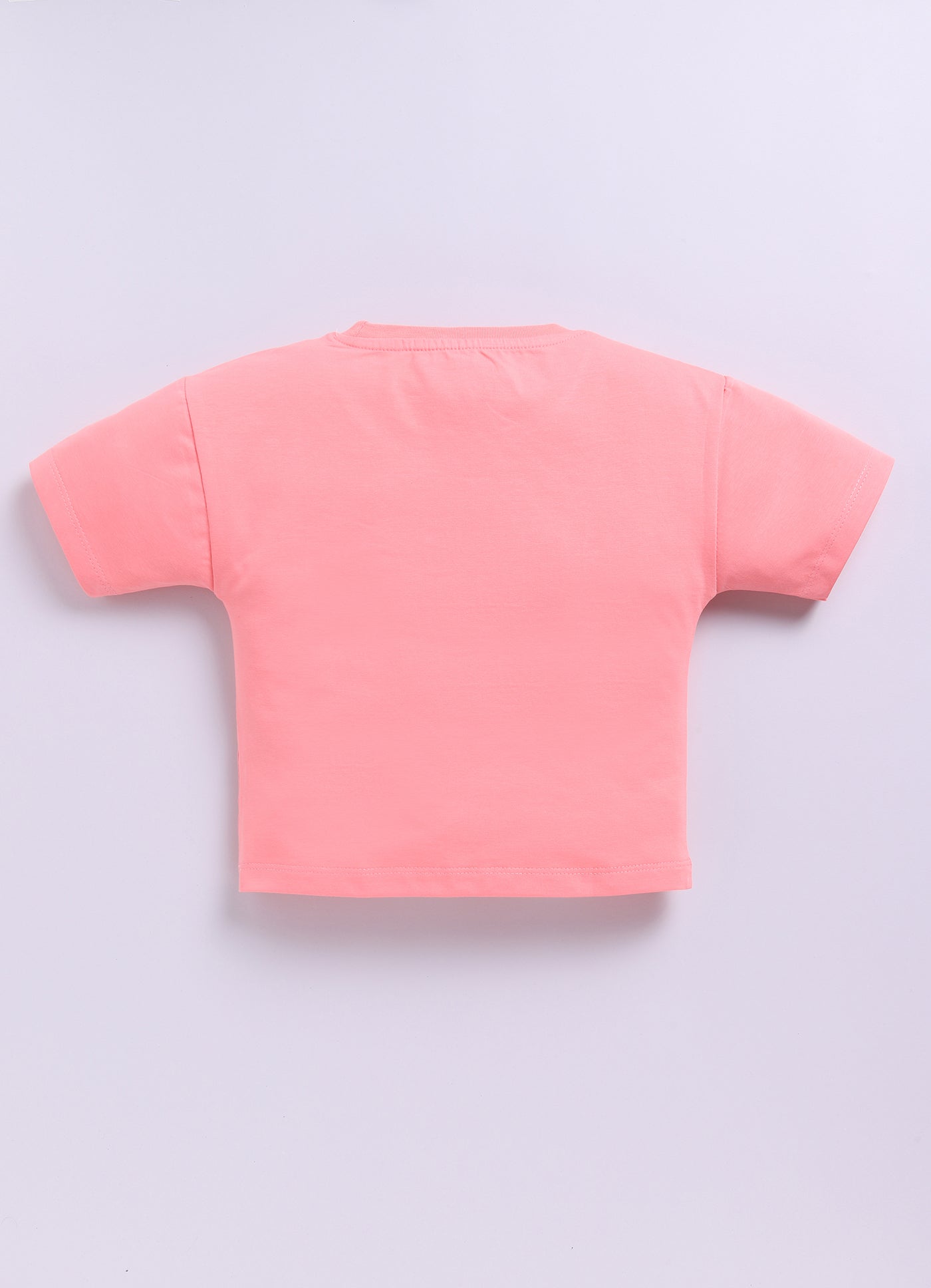 Peach Printed Drop Shoulder Top for Girls by Biskid