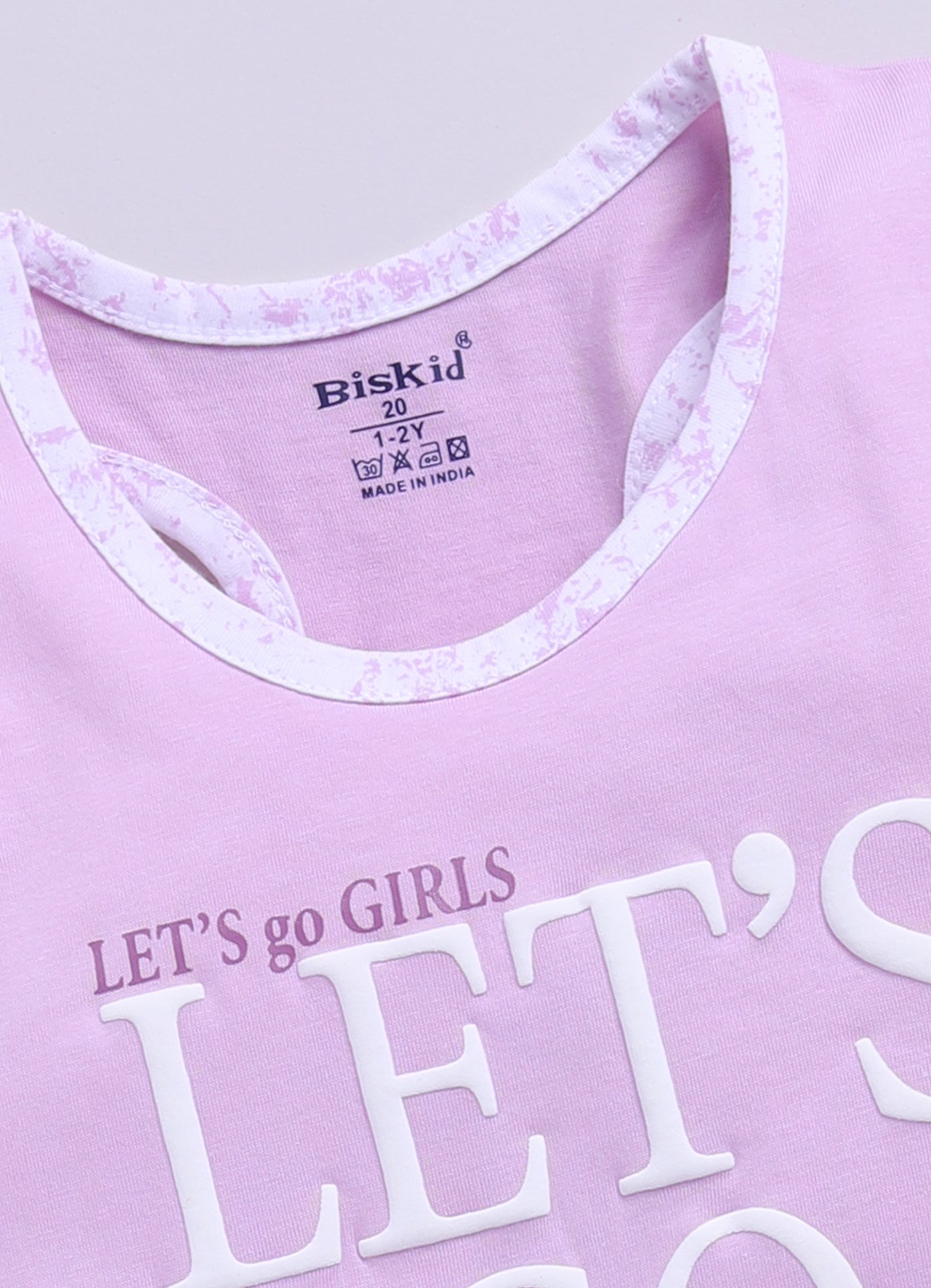 Purple Printed T-Back Top for Girls by Biskid