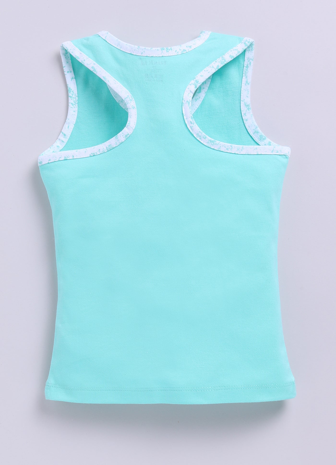Sea Green Printed T-Back Top for Girls by Biskid