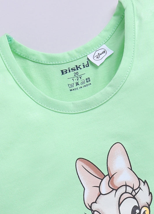 Light Green Donald Duck Printed T-Back Top for Girls by Biskid