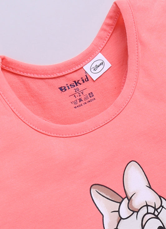 Peach Donald Duck Printed T-Back Top for Girls by Biskid
