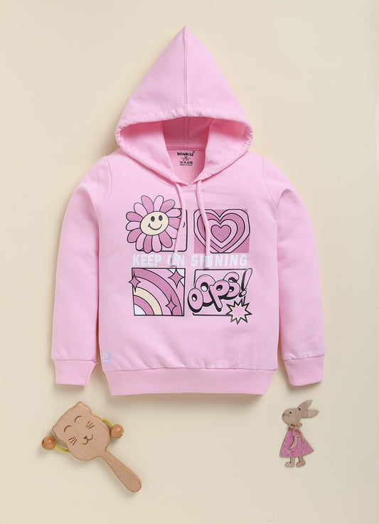 BISKID Cotton Knit Full Sleeves Heart Printed Top