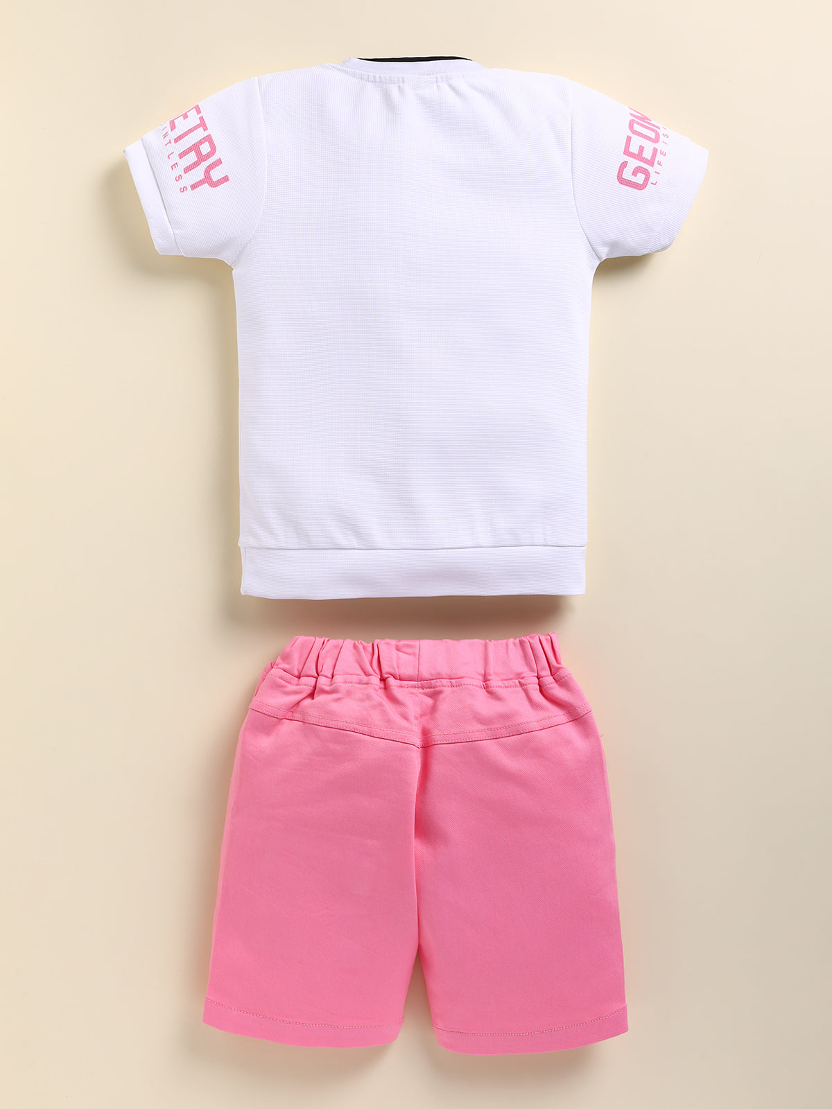 Todos Boys "Geometry" Graphic T-Shirt and Cargo Shorts Set - Peach