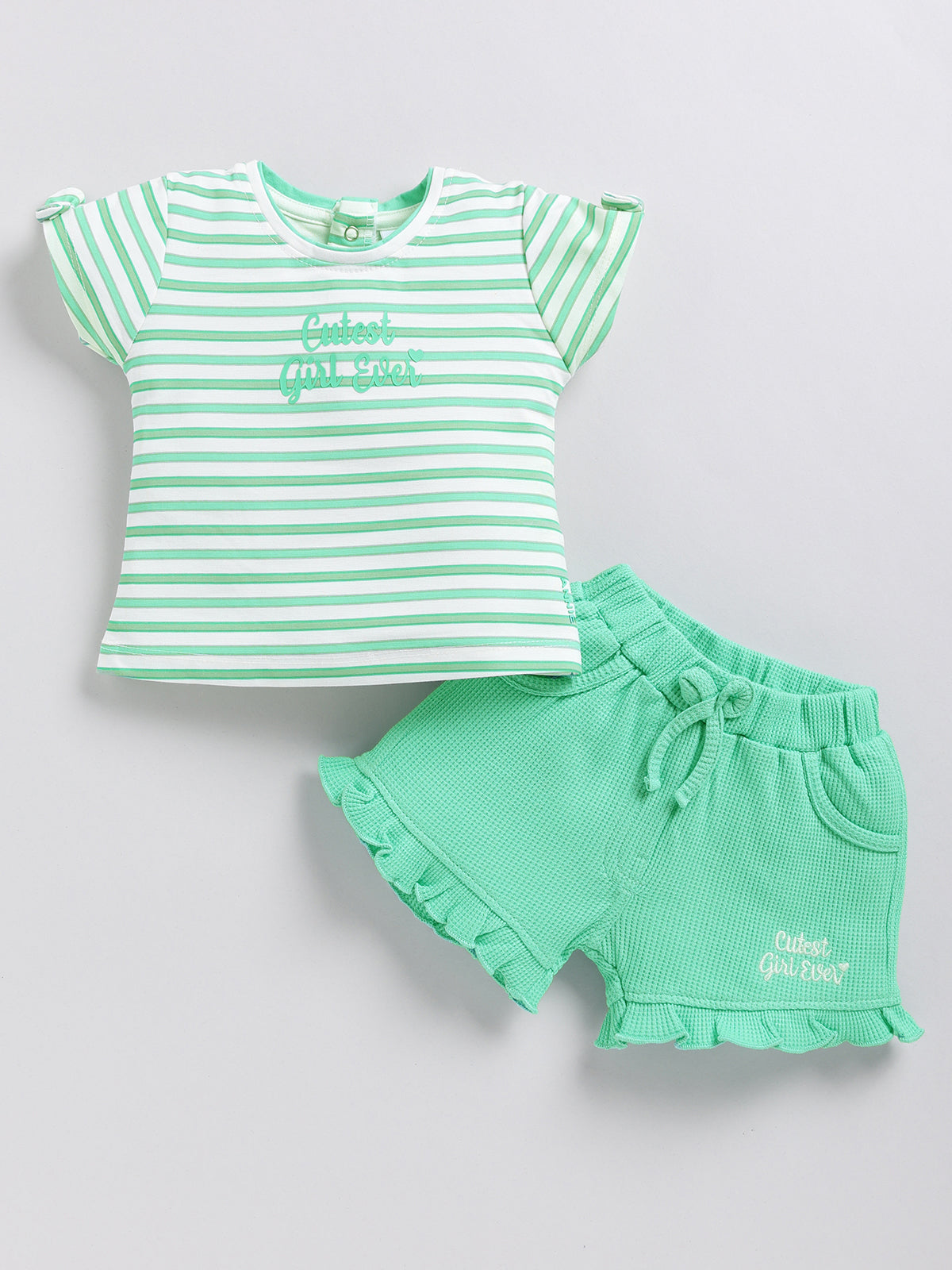 Green Stripes Top Hot Pant Set for Girls by Annie