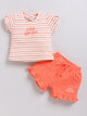 Peach Stripes Top Hot Pant Set for Girls by Annie