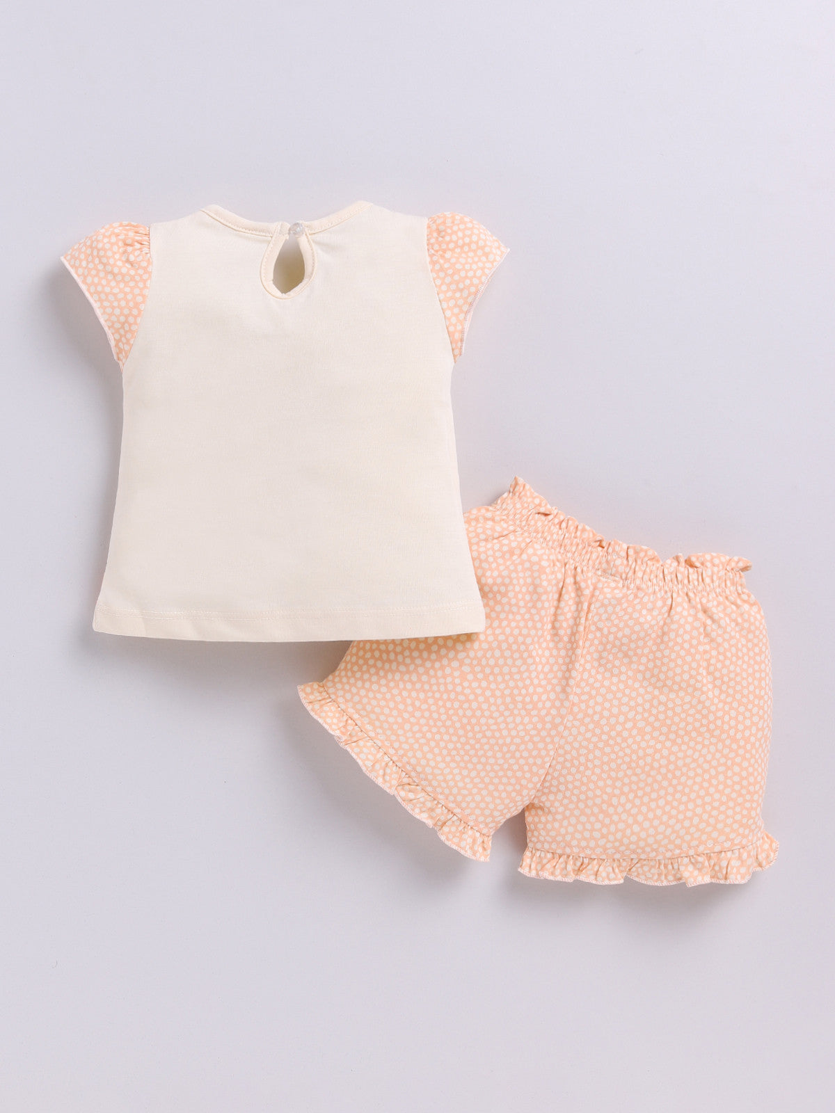 Light Brown Printed Top Hot Pant Set for Girls by Annie