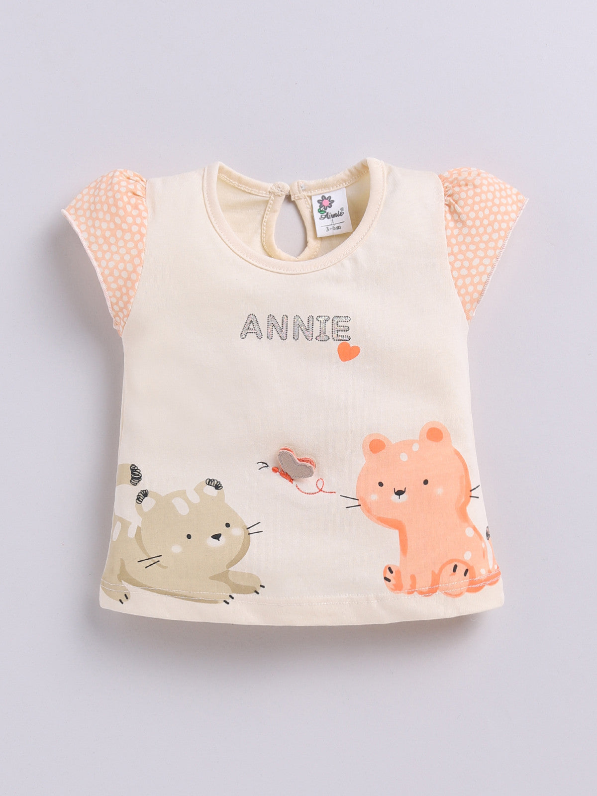 Light Brown Printed Top Hot Pant Set for Girls by Annie