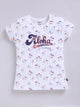 White Printed Top for Girls by Biskid