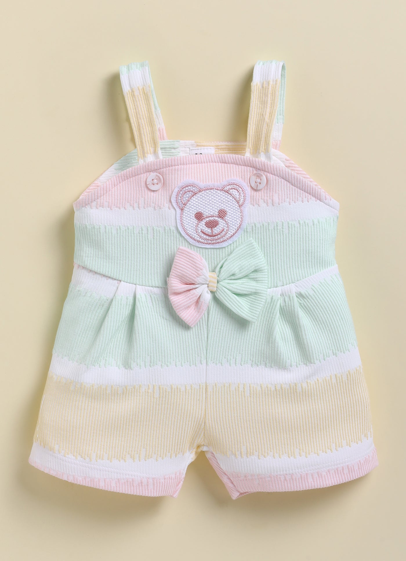 Pink Teddy Face Stripes Jump Suit for Girls by Annie