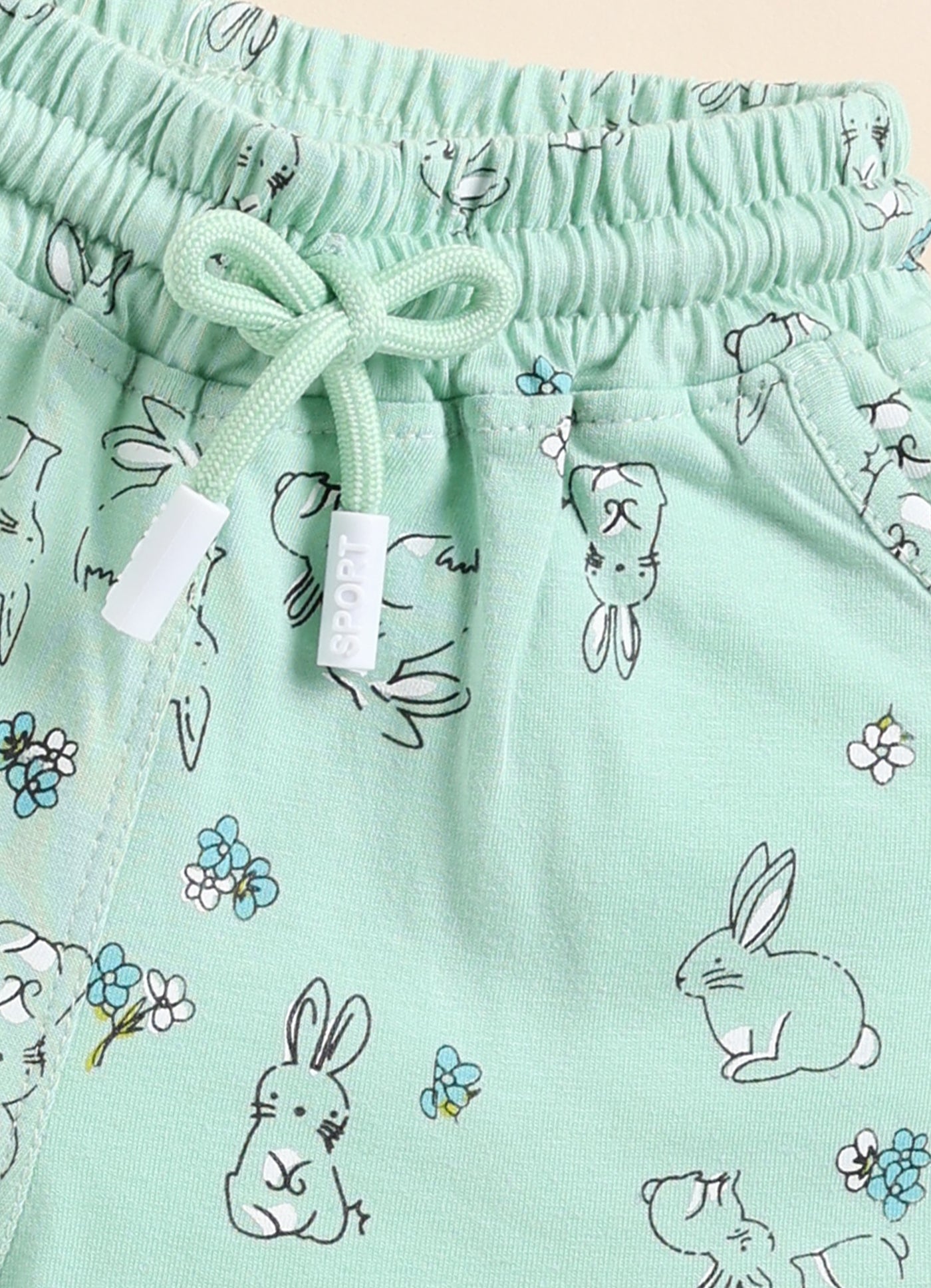 Green Printed Shorts for Girls by Biskid
