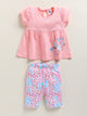 Light Pink Printed Top Capri Set for Girls by Annie