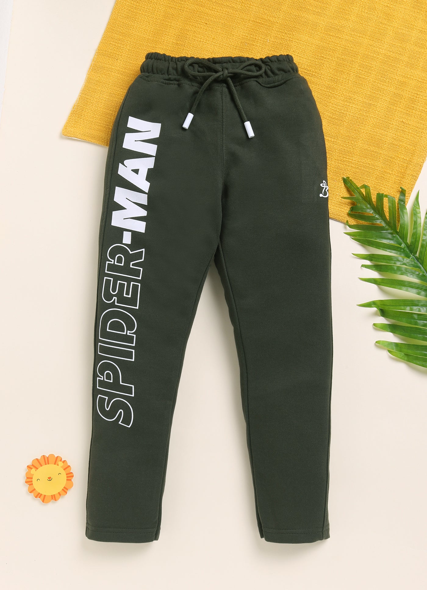 M.Green Spider Man Printed Joggers for Boys by Biskid