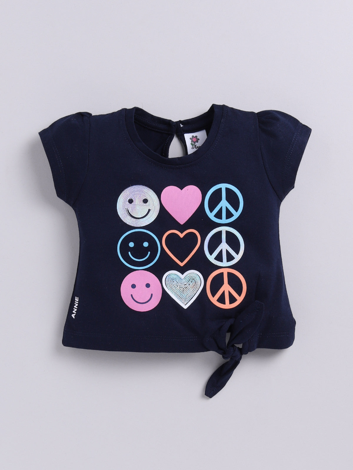 Blue Printed Top Hot Pant Set for Girls by Annie
