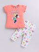 Peach Micky Printed Top Capri Set for Girls by Annie