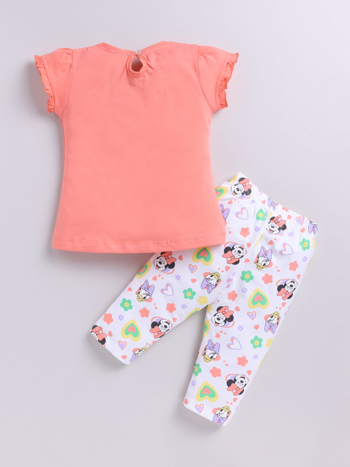 Peach Micky Printed Top Capri Set for Girls by Annie
