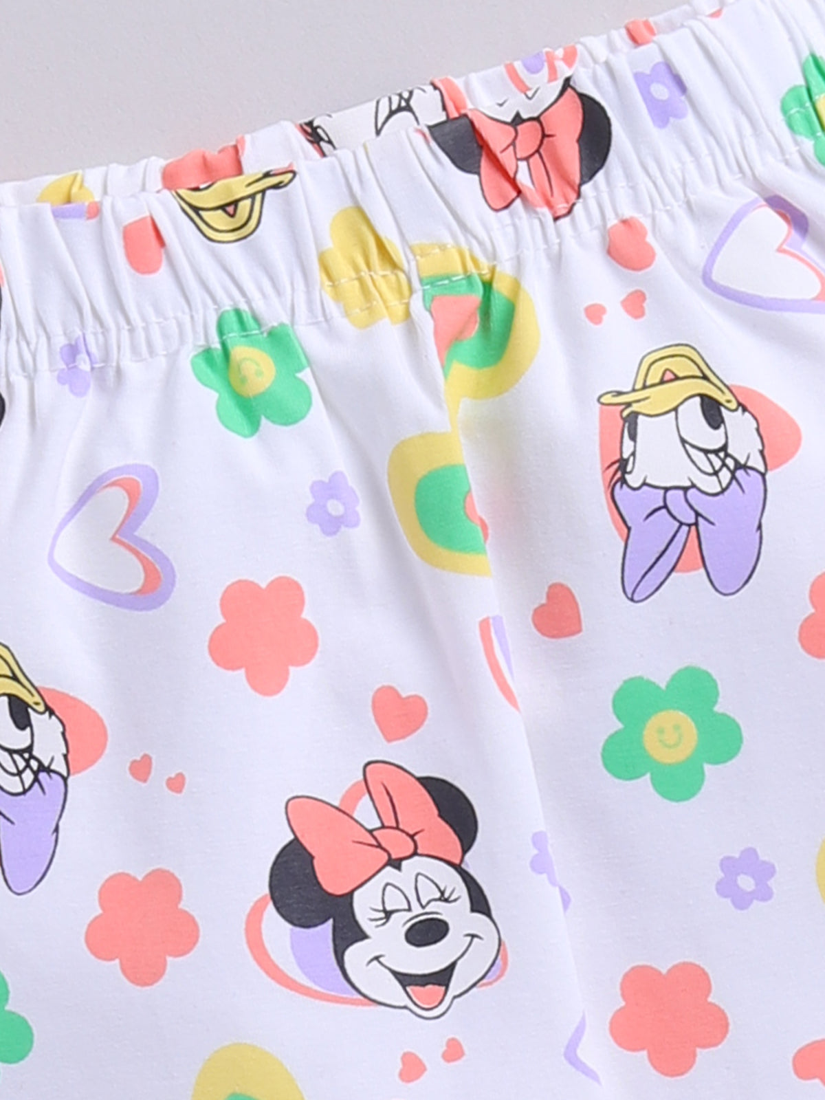 Peach Micky Printed Top Capri Set for Girls by Annie