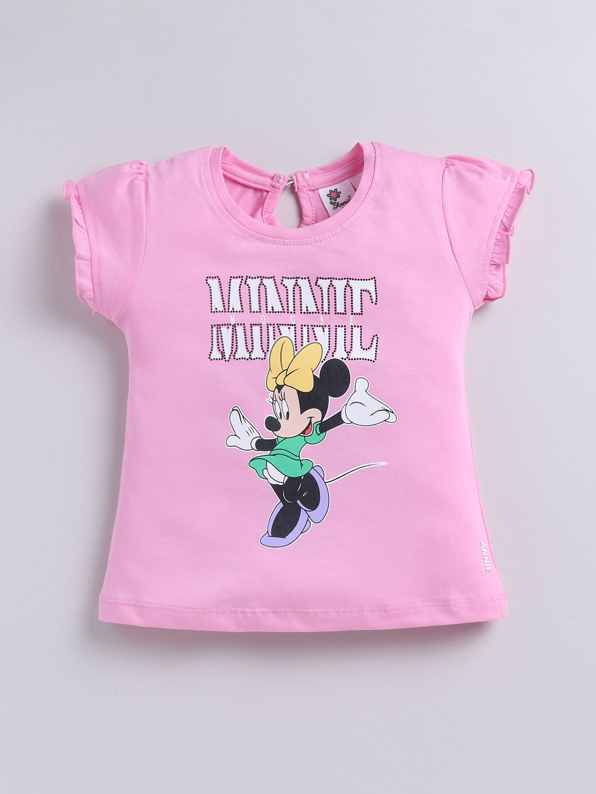 Pink Micky Printed Top Capri Set for Girls by Annie
