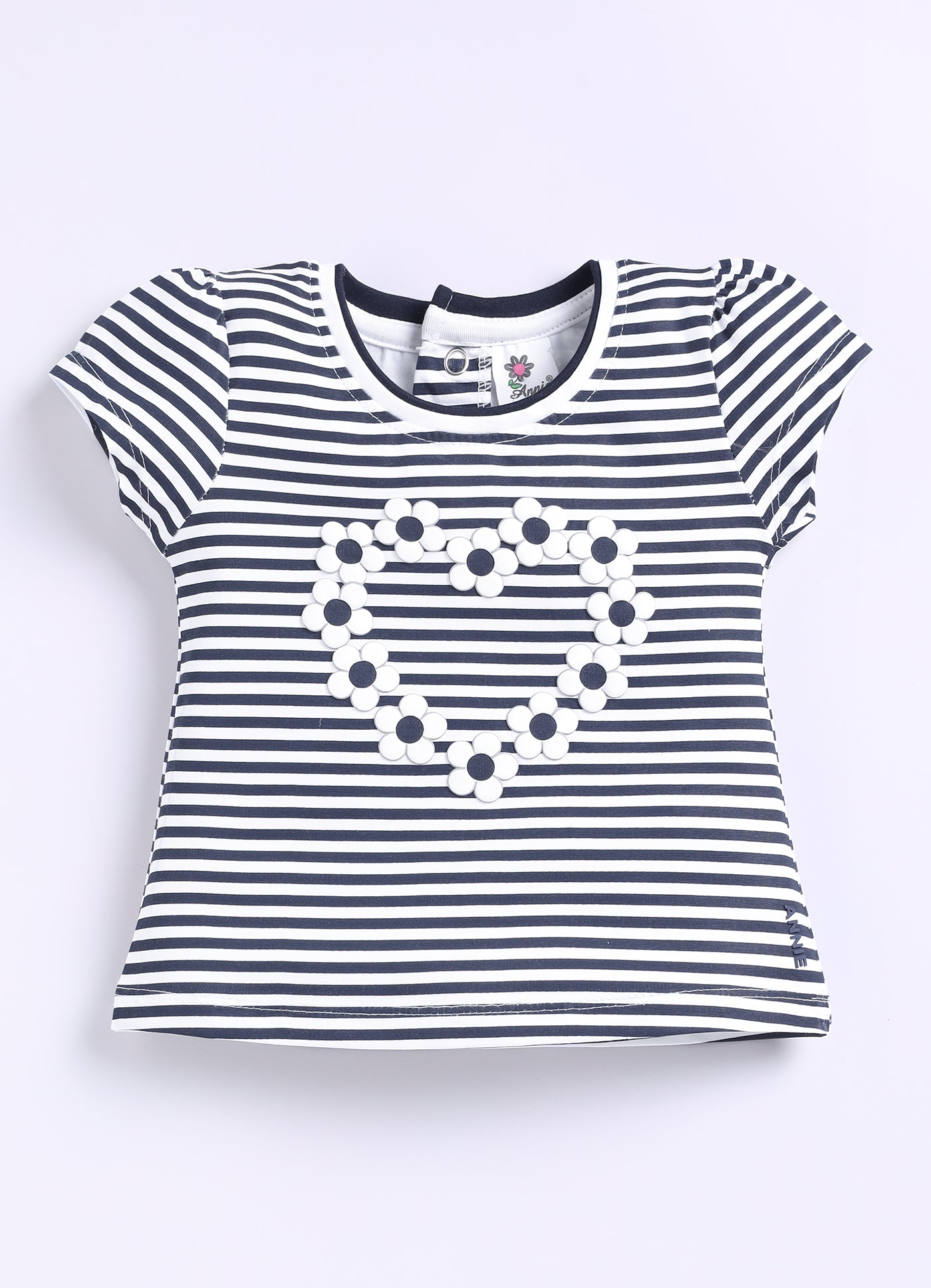 Blue Love Shape Floral Stripes Top Capri Set for Girls by Annie