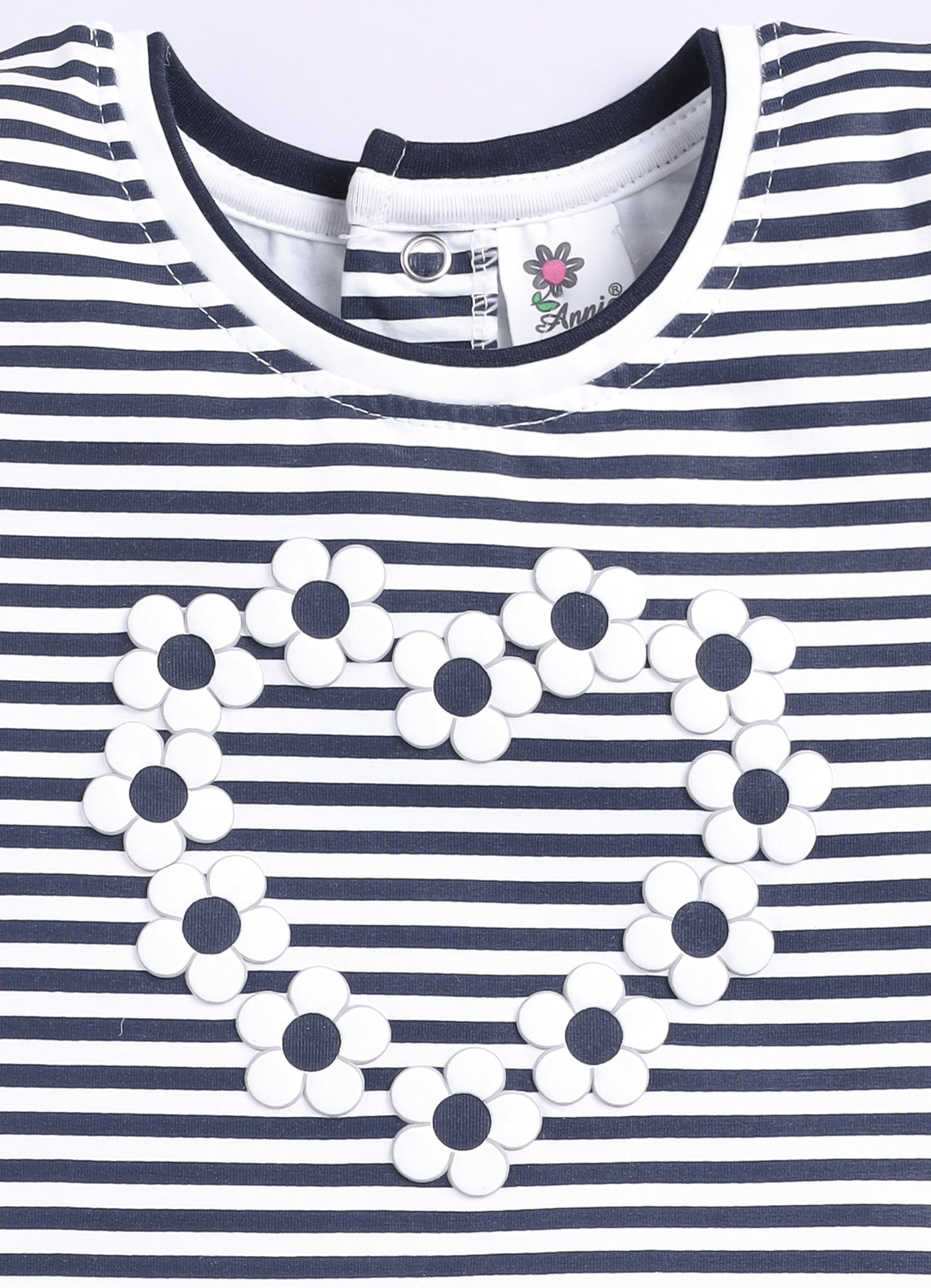 Blue Love Shape Floral Stripes Top Capri Set for Girls by Annie