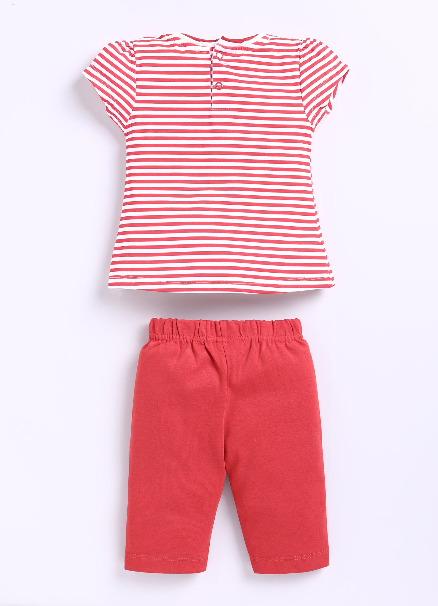 Red Love Shape Floral Stripes Top Capri Set for Girls by Annie