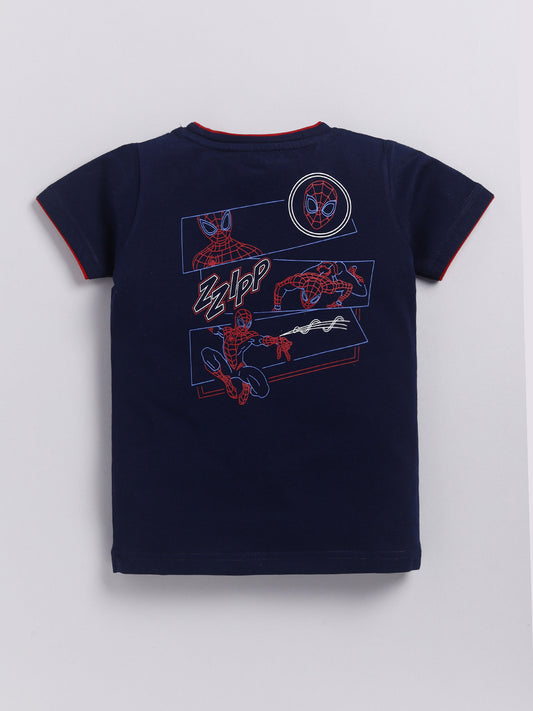 Blue & Navy Spider Man Solid T-Shirt for Boys by Biskid