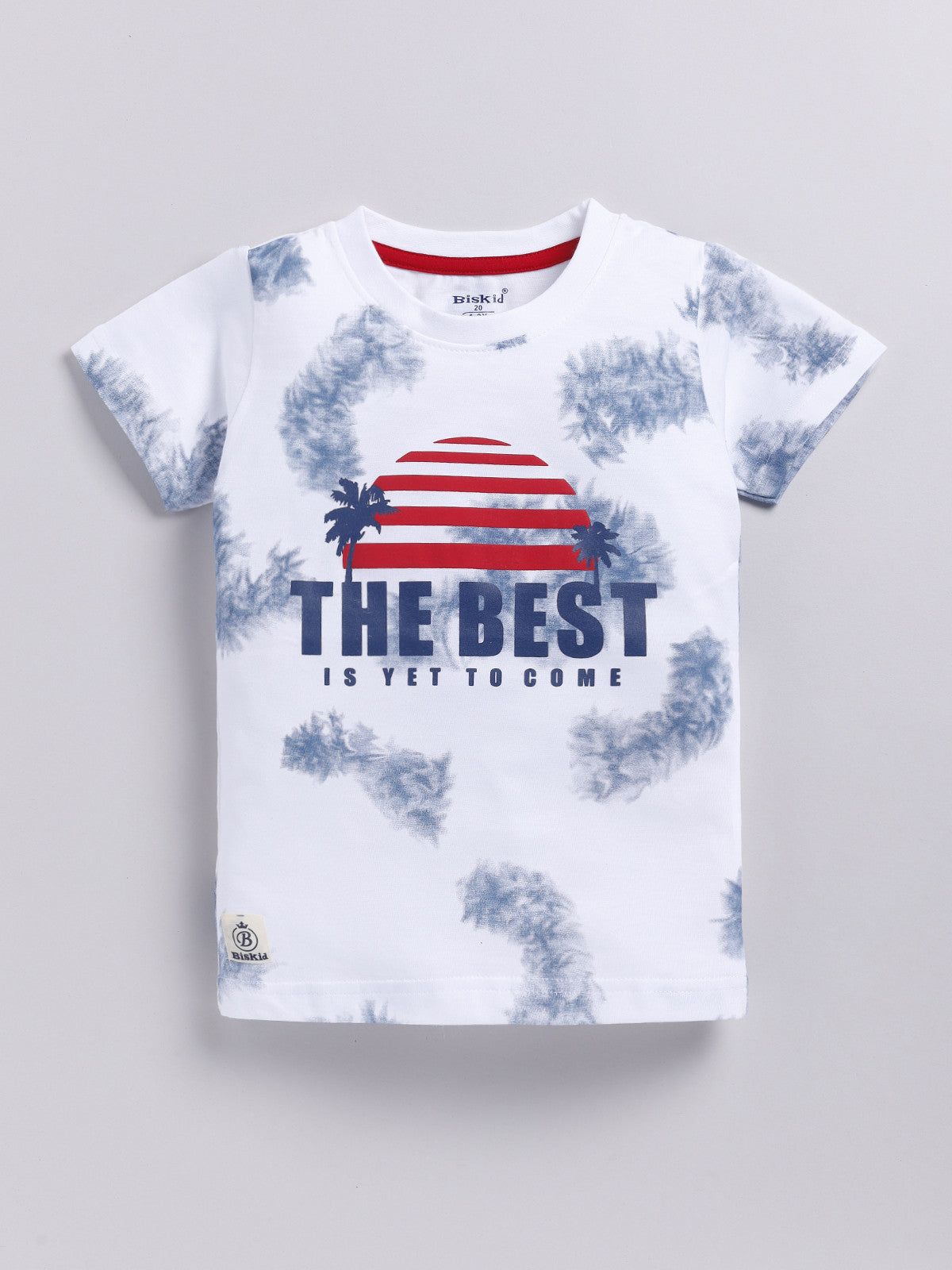 White&Blue Printed T-Shirt for Boys by Biskid
