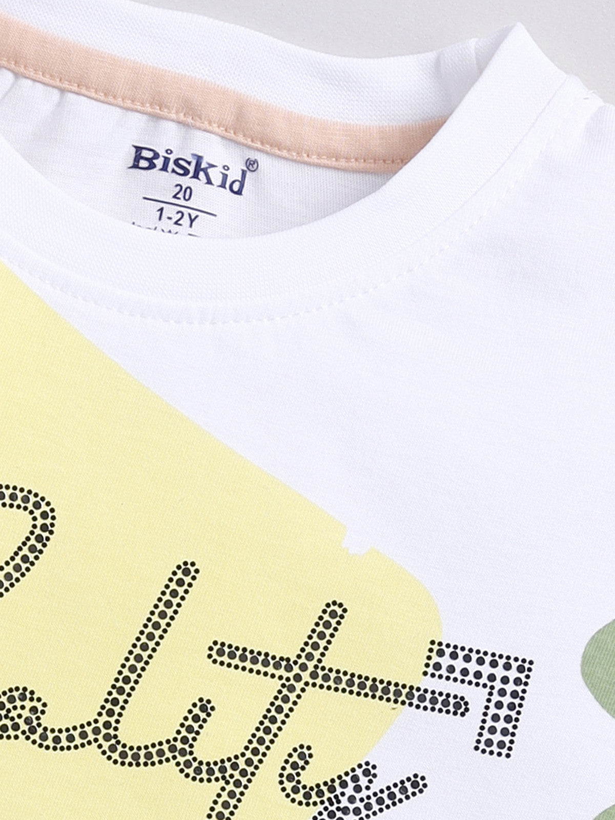 White&Yellow Printed T-Shirt for Boys by Biskid