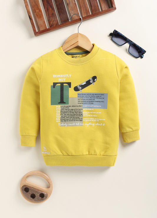 Biskid Boys "Honestly Boy" Graphic Sweatshirt - Mustard Yellow