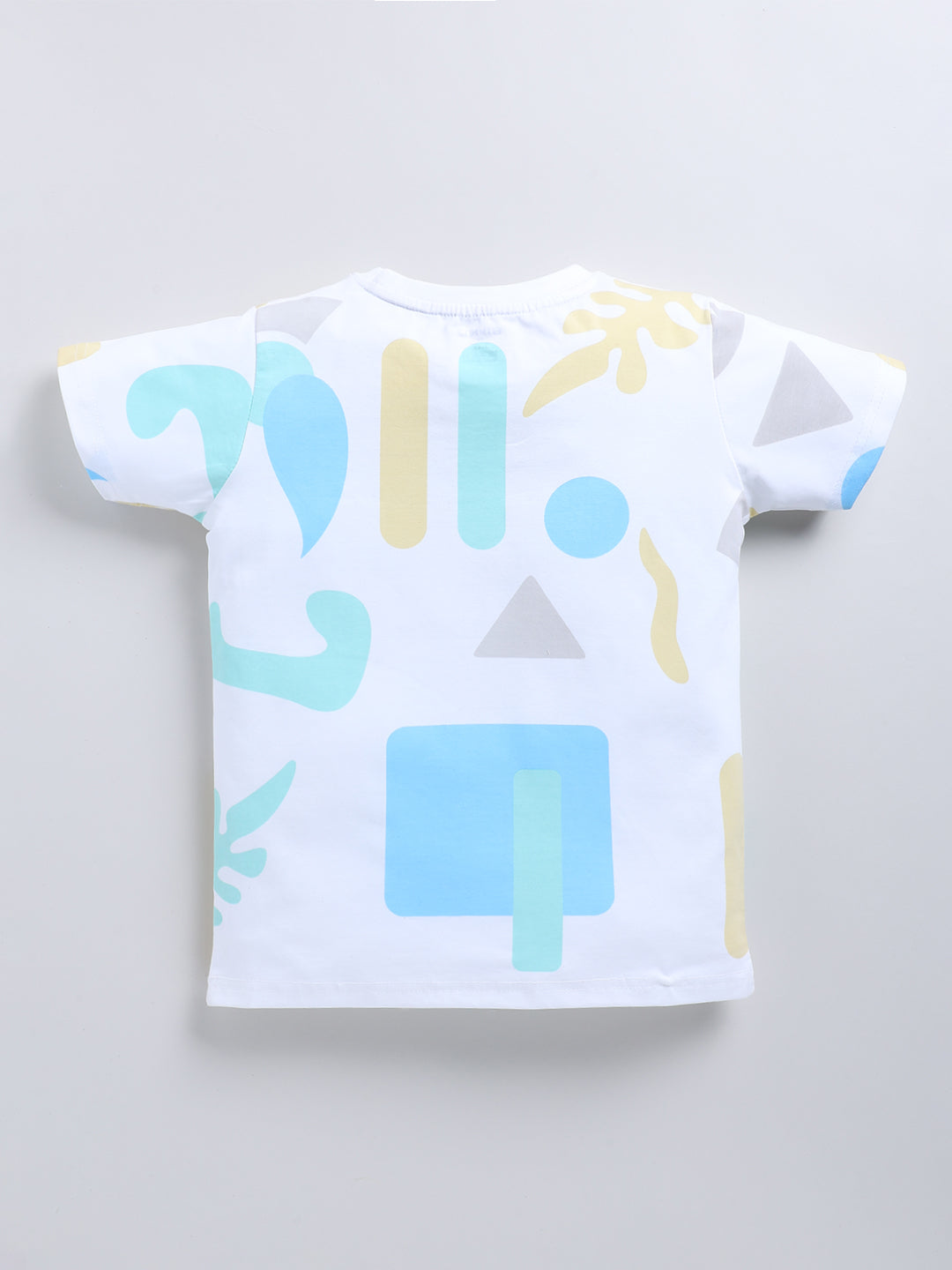 White & Blue Printed T-Shirt for Boys by Biskid