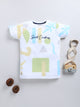White & Green Printed T-Shirt for Boys by Biskid