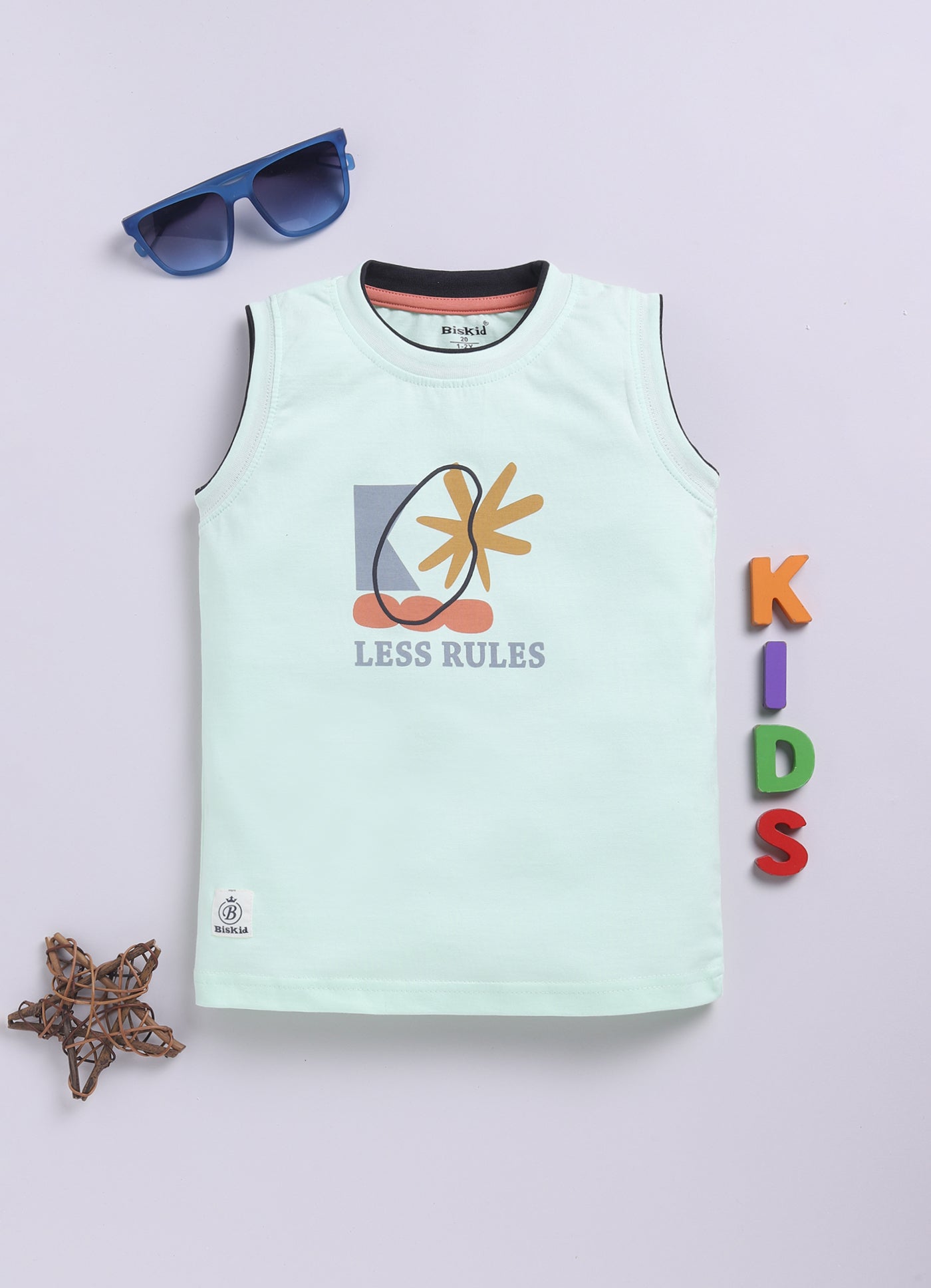Light Green Printed T-Shirt for Boys by Biskid