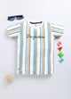 White & Olive Stripes T-Shirt for Boys by Biskid