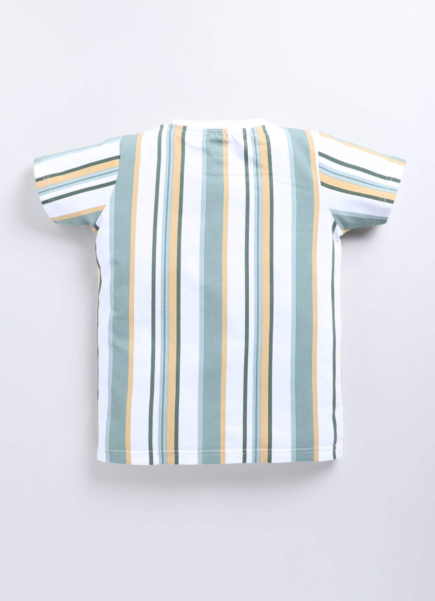 White & Olive Stripes T-Shirt for Boys by Biskid