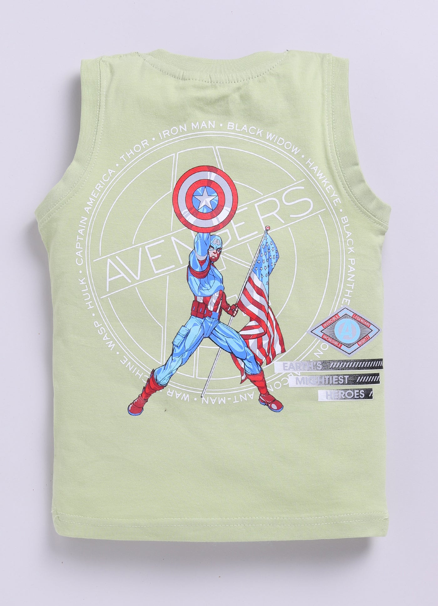 Light Pista Captain Amarica Printed T-Shirt for Boys by Biskid