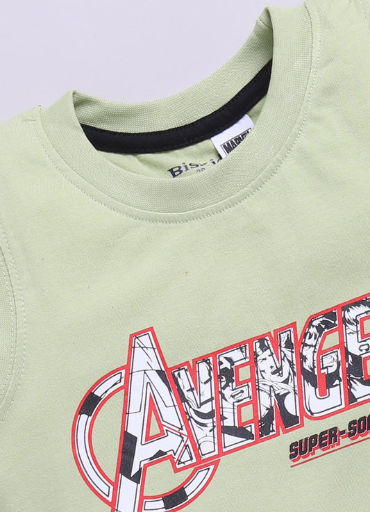 Light Pista Captain Amarica Printed T-Shirt for Boys by Biskid