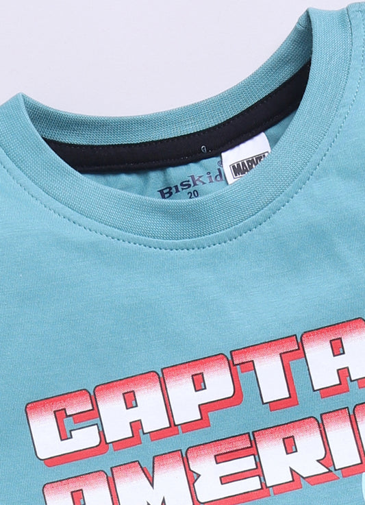 M. Green Captain Amarica Printed T-Shirt for Boys by Biskid
