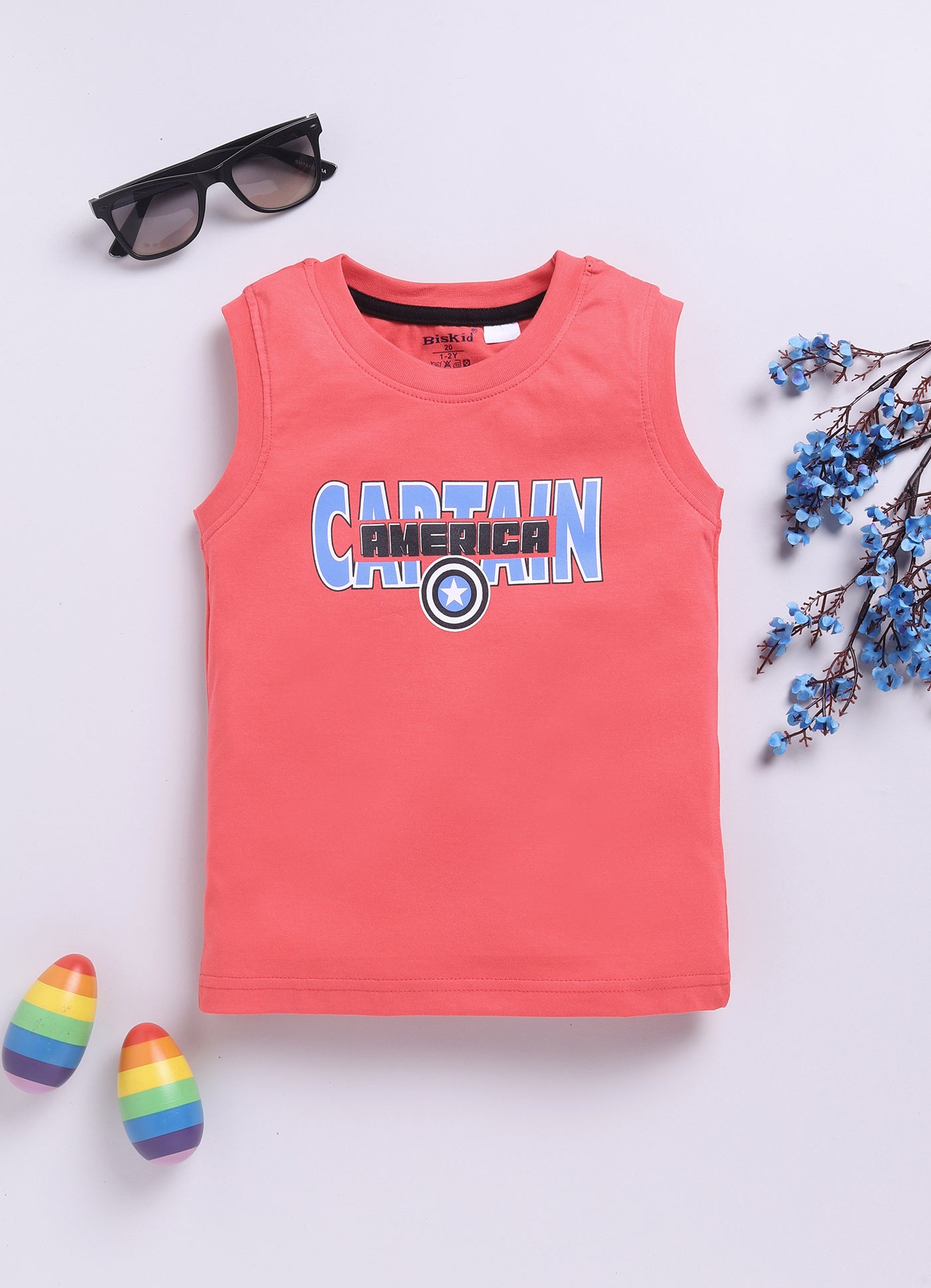 S. Red Captain Amarica Printed T-Shirt for Boys by Biskid