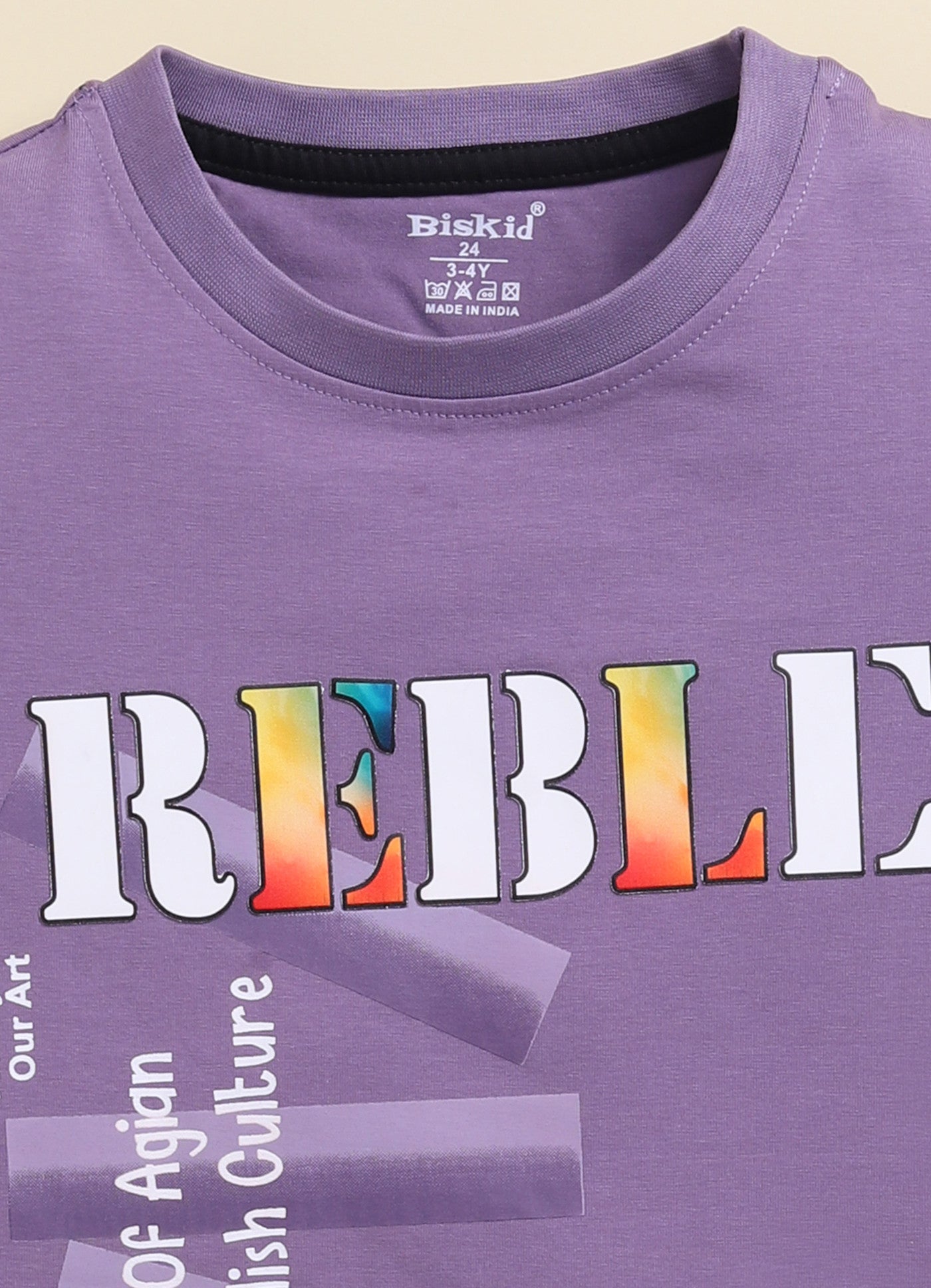 D.Purple Printed T-Shirt for Boys by Biskid